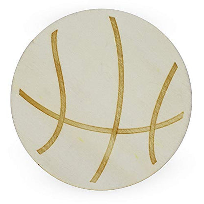 Unfinished Unpainted Wooden Basketball Shape Cutout DIY Craft 4.2 Inches