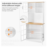 Yaheetech Kitchen Pantry Storage Cabinet with Hutch, 72'' Freestanding Buffet Cupboard with Large Countertop & Glass Doors & Adjustable Shelves, Yaheetech