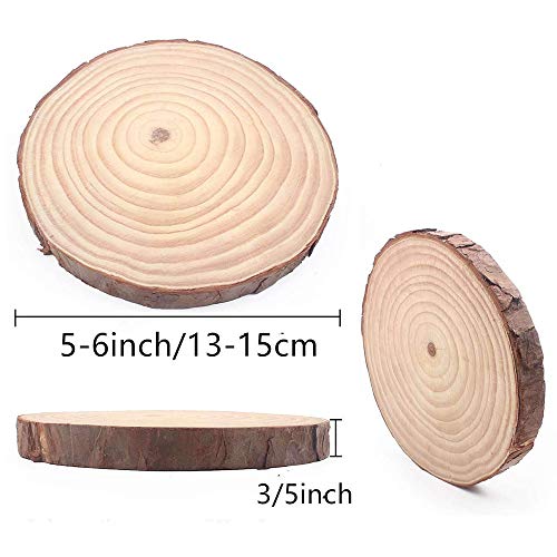 Natural Wood Slices 8 Pcs 5-6 Inches Diameter x 3/5" Thick Big Size Craft Wood Unfinished Wooden Circles Great for DIY Arts and Crafts Christmas - WoodArtSupply