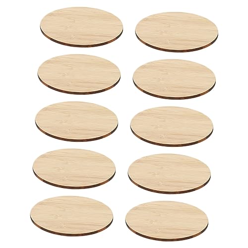 Tofficu 10pcs Round Bamboo Unfinished Circle Premium Unfinished Slices Painting Circle Unfinished Bamboo Chips Bamboo Slices DIY Hanging Tags Kids Tofficu