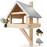 Wild Animal Heart XL Wooden Birdhouse with Weatherproof Metal Roof - Solid Wood Wall Bird Feeding House for Birds - Hanging Bird Feeding House wildtier herz