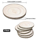 6 Pack Wood Slices 12-13.5 Inch Large Wood Rounds Tree Bark Wood Slices for Centerpieces,Arts,Crafts,DIY Projects,Parties,Holidays and Home Decor ZKHOB