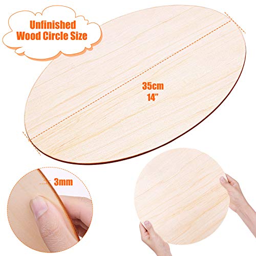 Round Wood Discs for Crafts, Audab 5 Pack 14 Inch Wood Circles Unfinished Wood Rounds Plaque for Door Hanger, Door Design, Wood Burning Audab