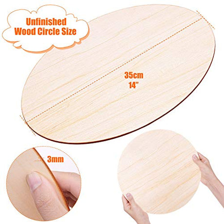 Round Wood Discs for Crafts, Audab 5 Pack 14 Inch Wood Circles Unfinished Wood Rounds Plaque for Door Hanger, Door Design, Wood Burning Audab