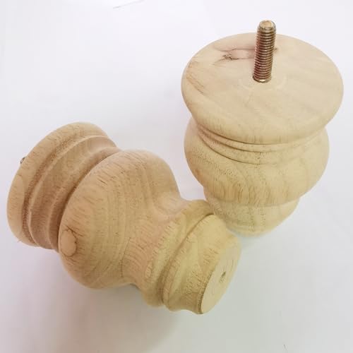 Btibpse 4 Inch Wooden Furniture Legs, Solid Wood Unpainted Replacement Furniture Legs, Ottoman/Loveseat Replacement Legs, Cabinet Btibpse