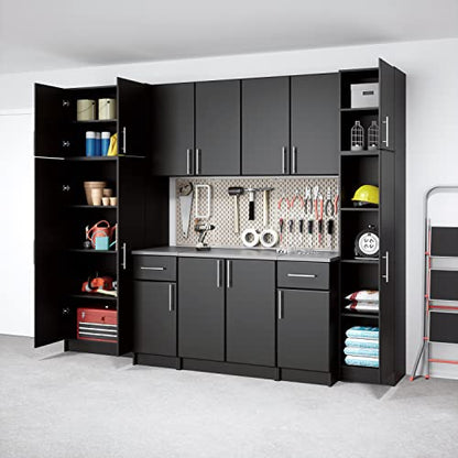 Prepac Elite Functional 9-Piece Garage Cabinets and Storage System Set A, Simplistic Garage Closet Shop Cabinets 24" D x 112" W x 89" H, Black,