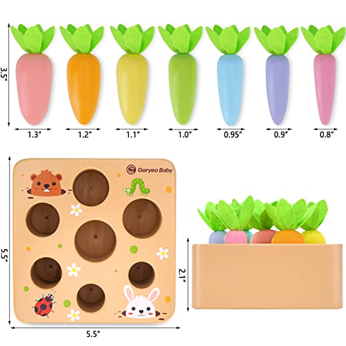 KMTJT Montessori Toys for 1 2 3 Year Old Toddlers, Macron Carrot Harvest Game Wooden Toys for Baby Boys and Girls, Educational Learning Shape Sorting KMTJT