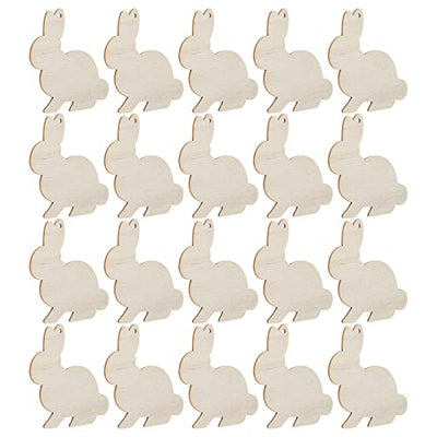 20pcs Unfinished Easter Wooden Shapes Bunny Cutouts Ornaments Easter Bunny Rabbit Shapes Easter Tree Ornaments
