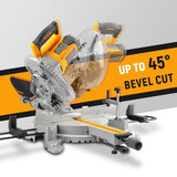 Hoteche 10-Inch Miter Saw 15A Sliding Compound Single Bevel Chop Saw with Laser Guide and TCT Saw Blade for Wood and Metal Working Hoteche