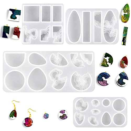 ZQYSING (4 Pack) Island Resin Pendant Molds, Pendant Silicone Molds Jewelry Resin Casting Molds for Earrings Necklace Keychains Uv Resin Ocean Style ZQYSING