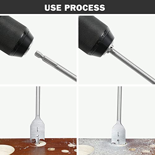 BeHappy 13 Piece Spade Drill Bit Set, Wood Drill Bit Set, Paddle Flat Bit Sets for Woodworking, Carbon Steel Paddle Flat Bit with Quick Change Shank, BeHappy