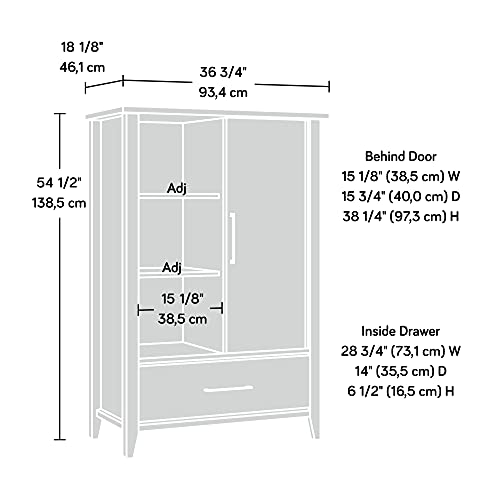 Sauder Summit Station Armoire, L: 36.77" x W: 18.15" x H: 54.53", Laurel Oak Sauder