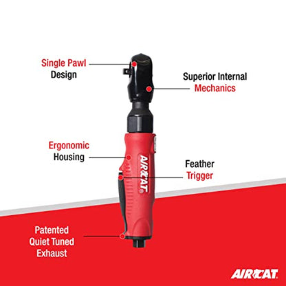 AIRCAT Pneumatic Tools 800: Composite Ratchet 320 RPM, 35 ft-lbs Maximum Torque - 1/4-Inch - WoodArtSupply