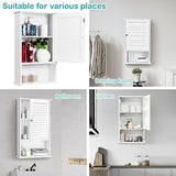 COSTWAY Bathroom Wall Cabinet, Large Capacity Storage Cabinet w/Single Louver Door & Height Adjustable Shelf, Wood Wall Mounted Medicine Cabinet for COSTWAY