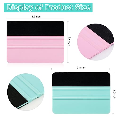WRAPXPERT Vinyl Squeegee Tool,2Pack Squeegee for Vinyl Pink and Teal,Felt Squeegee Vinyl Scraper Tool for Crafting Vinyl Application WRAPXPERT