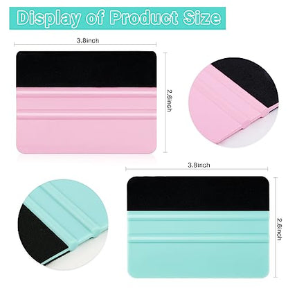 WRAPXPERT Vinyl Squeegee Tool,2Pack Squeegee for Vinyl Pink and Teal,Felt Squeegee Vinyl Scraper Tool for Crafting Vinyl Application