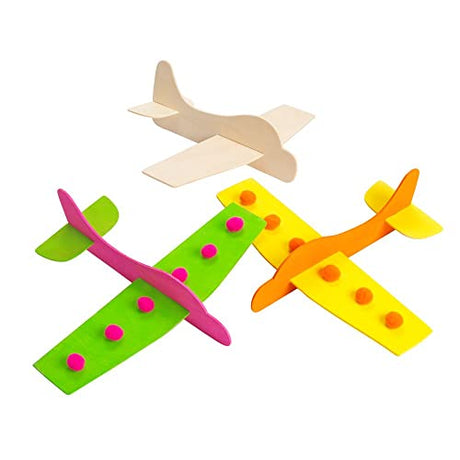 Colorations® Decorate Your Own Wooden Model Airplanes, Set of 12, Create Unique & Personal Designs, Fun Kids Craft Project, Craft Project for Boys & Colorations