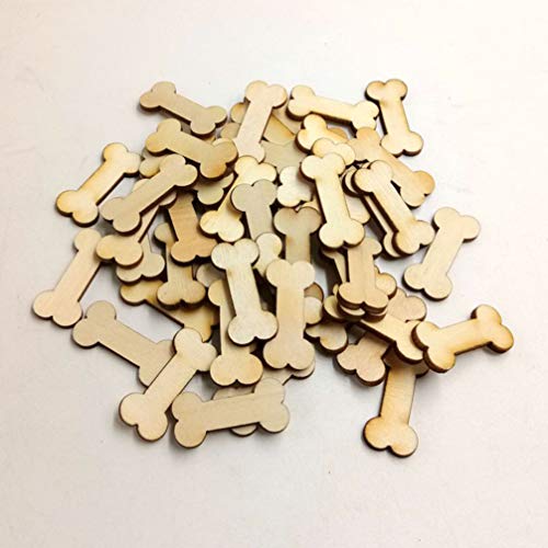 Healifty 100pcs Wood DIY Crafts Cutouts DIY Wood Dog Bone Cutouts Animal Wood Token Wood Cutouts Blank Dog Bone Slice Wood Crafts Unfinished Wood Healifty