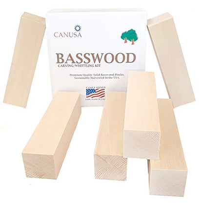 6 Medium Basswood Carving Blocks Measuring 1.5 X 1.5 X 6 Inches of Premium Carving/Whittling Wood. - WoodArtSupply