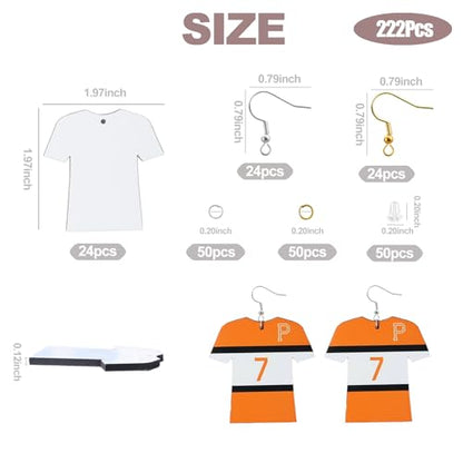 XKCWXY 222Pcs Sublimation Earrings Wood MDF Sublimation Football and Basketball Shirt Earrings Double-Sided with DIY Sublimation Earring Blanks Bulk - WoodArtSupply