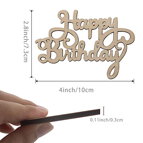 20Pack Mini Happy Birthday Wood Wall Art Happy Birthday Unfinished Ornaments for Christmas Wedding Birthday Party Decoration Home Door Wall Zontween