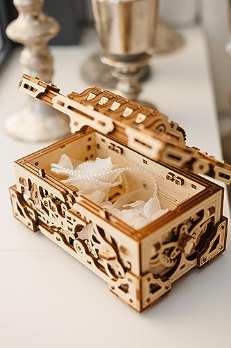 Wood Trick Enigma Chest 3D Puzzle Box - Challenging Wooden Mechanical Model Kit for Adults and Kids Wood Trick