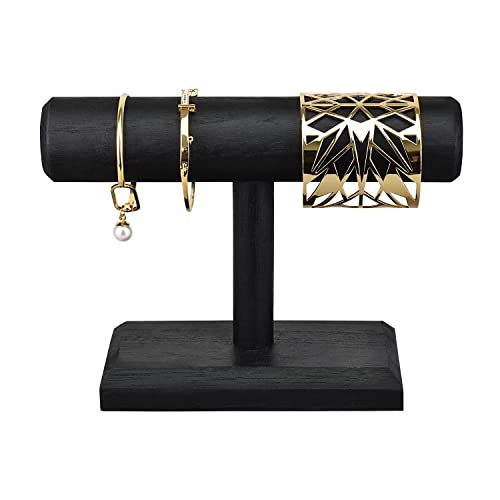 Ikee Design Wooden Jewelry Holder Display Stand for Selling, Bracelet Scrunchies Holder Display for Store, Showcase and Home, Antique Black Color, - WoodArtSupply