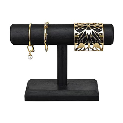 Ikee Design Wooden Jewelry Holder Display Stand for Selling, Bracelet Scrunchies Holder Display for Store, Showcase and Home, Antique Black Color, - WoodArtSupply