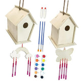 VILLCASE 1 Set Lanyard House Unfinished Arts Kits Kids Craft Wind Chime Ornament Wind Chime Pendant Wind Chime Kit Pigment Child Decorate Wood VILLCASE