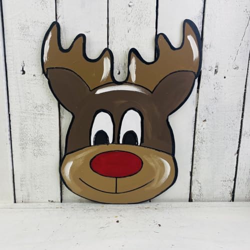 Big Nose Reindeer, Paint by Line, Christmas Shape, Unfinished Craft Shape, Build-A-Cross Build-A-Cross