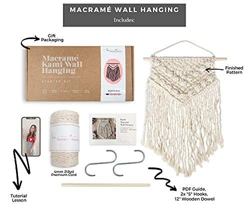 Bochiknot Macrame Kit for Adult Beginners - Art & Craft Macrame DIY Kit for Adults & Kids - Boho Macrame Home Wall Hanging Décor - WoodArtSupply