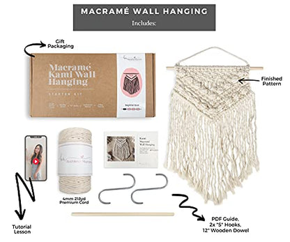 Bochiknot Macrame Kit for Adult Beginners - Art & Craft Macrame DIY Kit for Adults & Kids - Boho Macrame Home Wall Hanging Décor - WoodArtSupply