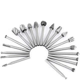 Tungsten Carbide HSS Rotary Burr Set - APlus 20pcs Wood Carving Drill Bits Set with 3mm 1/8 inch Shank for DIY Woodworking, Carving, Engraving, APlus