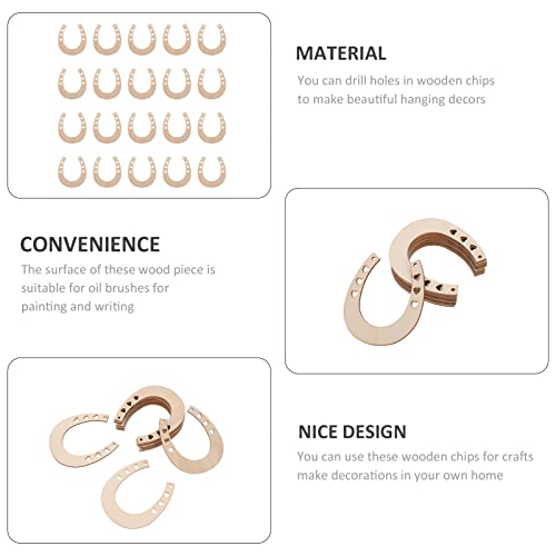 Sewroro 24pcs Horseshoe Shape Wood Cutouts for Crafts Unfinished Wooden Horseshoes DIY Painting Discs Slices Small Cowboy Party Decorations Sewroro