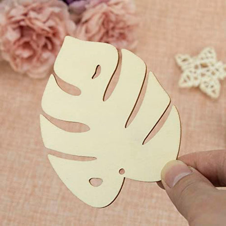 20pcs Turtle Leaf Wood Cutouts DIY Craft Blank Tropical Palm Leaf Unfinished Wood Gift Tags Ornaments for Wedding Birthday Summer Hawaii Luau Theme JANOU