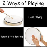 Foraineam 4 Pack Hand Drum 12 Inch 10 Inch 8 Inch 6 Inch Wood Drum Set Musical Educational Percussion Instrument Wooden Frame Drum with Drum Sticks Foraineam