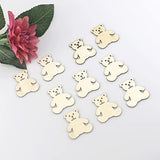 Ciieeo 40pcs Wooden Bear Shaped Cutouts Hanging Wood Bear Shape Clips Hanging Bear Ornaments with Hole Ropes for DIY Project Valentines Day Ciieeo