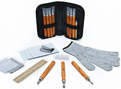 26-Pieces Wood Carving Tools Kit for Beginners, Professionals, Super Sharp High Carbon Wood Carving Knife Set, Whittling Kit for Multipurpose - WoodArtSupply