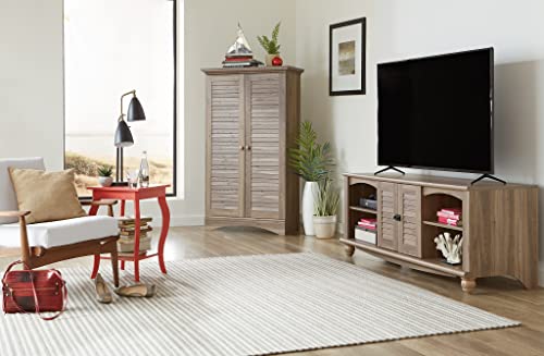 Sauder Harbor View Storage Pantry Cabinet, L: 35.43" x W: 16.73" x H: 61.02", Salt Oak finish Sauder