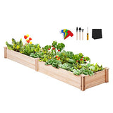 VEVOR Outdoor Wooden Raised Garden Bed Planter, 96 x 24 x 10in, High End Natural Fir Wood No-Bolt Assembly, Elevated Planting Box for Vegetable/Herb VEVOR