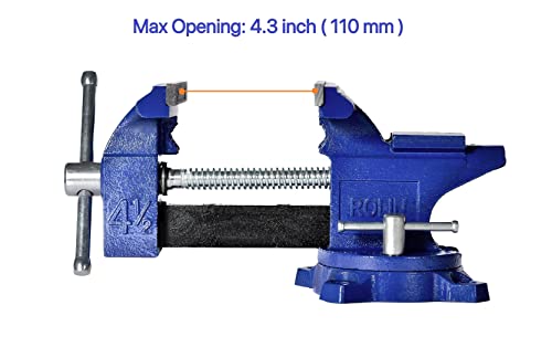 Rolin Vise Bench Vise 4-1/2 Inch With 240 Degree Swivel Base Clamp Tools Home Vises Rotation Base - WoodArtSupply