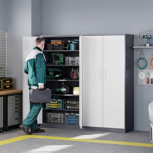 Letaya Metal Storage Cabinet with Lock Door, 71" Adjustable Shelf Steel Lockers for Office, Home,School,Garage Utility Tool Cabinet (2 Letaya