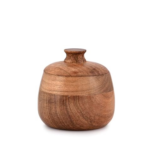 NIRMAN Jewelry Box Unique Artisan Traditional Hand Carved Acacia Wood Wooden Keepsake Box Gift (3" x 3" x 4”) NIRMAN