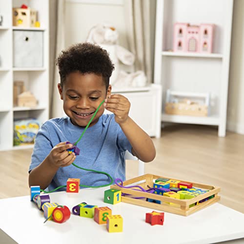 Melissa & Doug Deluxe Wooden Lacing Beads - Educational Activity With 27 Beads and 2 Laces - Beads For Toddlers, Fine Motor Skills Lacing Toys For Melissa & Doug