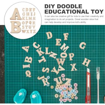 EXCEART 200pcs 15mm Wood Alphabet Letters for DIY Craft Natural A-Z Wood Pieces Unfinished Wood Slice Shapes for DIY Craft EXCEART