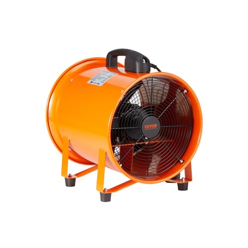 VEVOR Portable Utility Blower Fan, 8 Inch 195W 1070 CFM Heavy Duty Cylinder Axial Exhaust Fan with 33ft Duct Hose, Industrial Ventilator for VEVOR