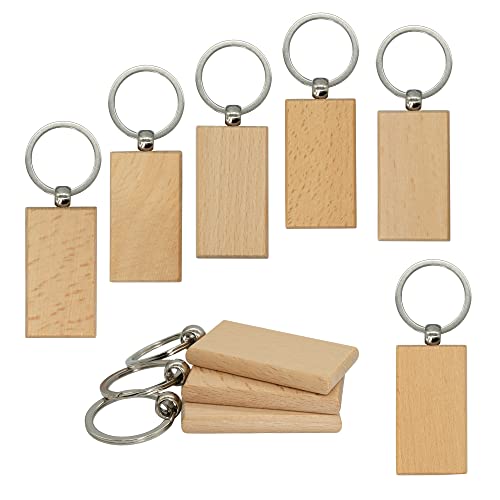 20 Pack Unfinished Wood Engraving Blanks Wooden Blanks Keychain (Rectangle-1) - WoodArtSupply