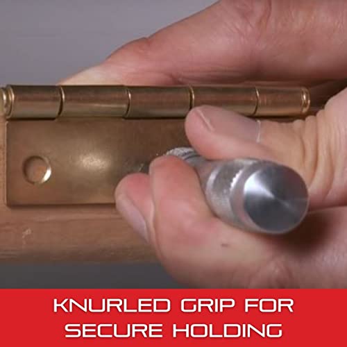 Starrett Steel Center Punch with Square Shank and Knurled Finger Grip - Hardened and Tempered, 5" Length, 1/4" Diameter Tapered Point, 7/16" Square Starrett