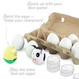 Ulanik Unfinished Wooden Eggs Toddler Montessori Toys for 3 Year Old + Blank Fake Eggs Game for Sensory Play & DIY Artificial Eggs for Laying Ulanik