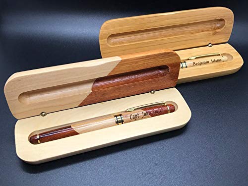 Custom Engraved Wood Pen Set With Maple and Rosewood Finish, Executive Pen and Box With Free Personalization Generic
